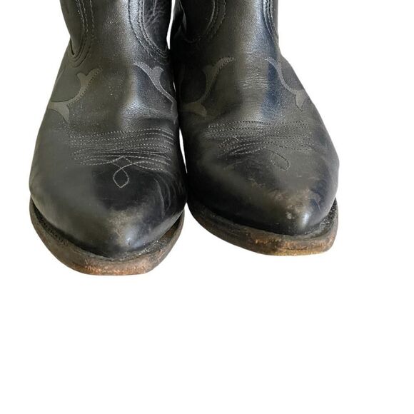 BOULET Leather Cowboy Boots Black Silver Grey 7.5 - Picture 6 of 12